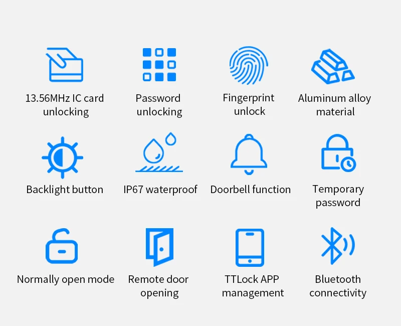 MJ02 TTLOCK APP Bluetooth Outdoor Fingerprint NFC Bluetooth Rfid Passcode Card I
