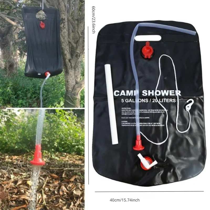 Bathing Bag, 5 Gallons Solar Heated Shower Bag Convenient for Travel for Hiking,  Outdoor Shower