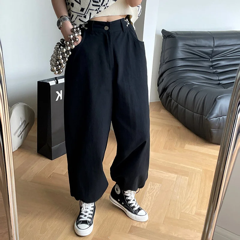 Version Harem Pants Female Korean of The Autumn New Adjustable Waist Casual Pants Nine Points Casual Pants Feet Pants Harajuku ladies versatile dark daddy jeans high waist harem stretch fall nine points small feet mom jeans for women