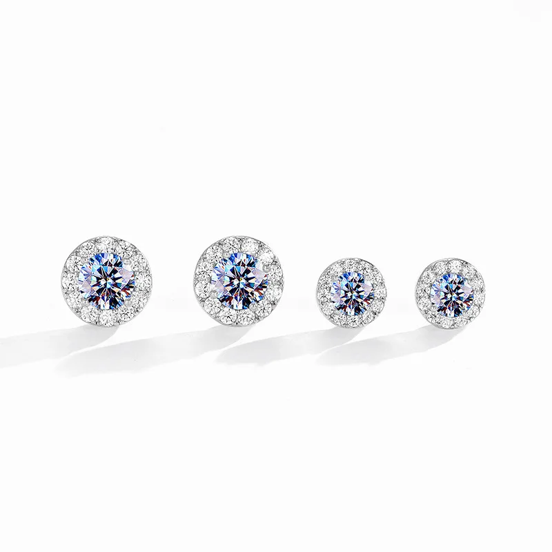 

100% S925 Sterling Silver Moissanite Stud Earrings Round Hoop D Diamond Earring 1ct for Women Wedding Party Fine Jewelry