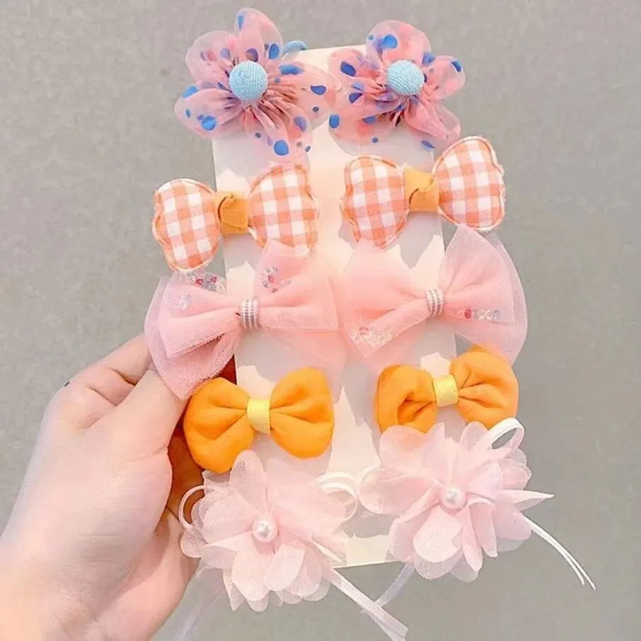 10 Pcs/1 Sets Kids Bow Hair Accessories For Girls Flowers Modeling Hair Clips Hairpin hair accessories