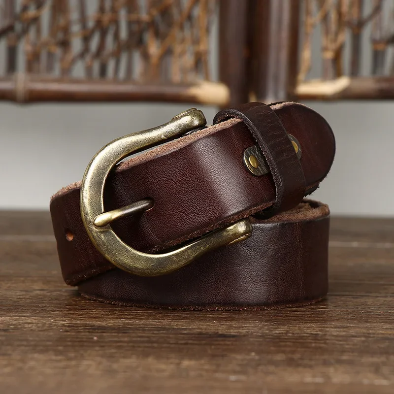 

3.8CM Thick Cowhide Copper Buckle Genuine Leather Casual Jeans Thickening Belt Men High Quality Retro Luxury Male Strap Cintos