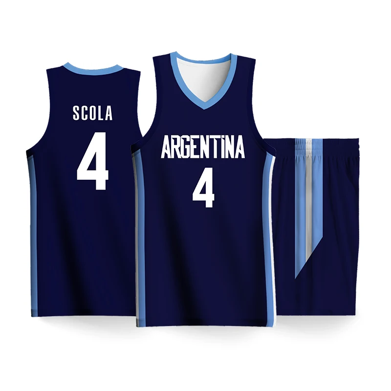 Basketball Sets For Men Full Sublimation Argentina Letter Printed