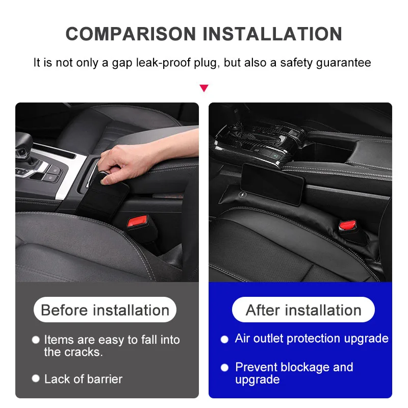 Premium PU Leather Car Seat Gap Filler – Soft Side Seam Plugs, Set of 2
