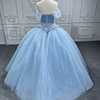 Jancember Princess Quinceanera Dresses 2023 Cap sleeve Ball Gown Sequins Short Sleeves Square Collar Lace Up Bar Mitzvah DY6609 2