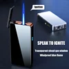 2024 Intelligent Voice-activated Windproof  Flame Lighter Airflow Gravity Sensing Knock  Ignition Visual Gas Window Men Gadget 1