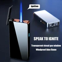 2024 Intelligent Voice-activated Windproof  Flame Lighter Airflow Gravity Sensing Knock  Ignition Visual Gas Window Men Gadget 1