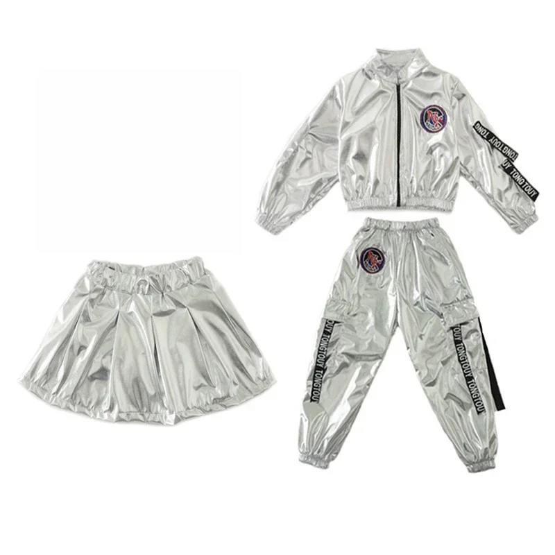 Boys Hip Hop Sliver Jacket Girls Jazz Joggers Pants Clothes Set Kids Sequins Street Dance Costumes Teen Shining Child Streetwear - Image 6