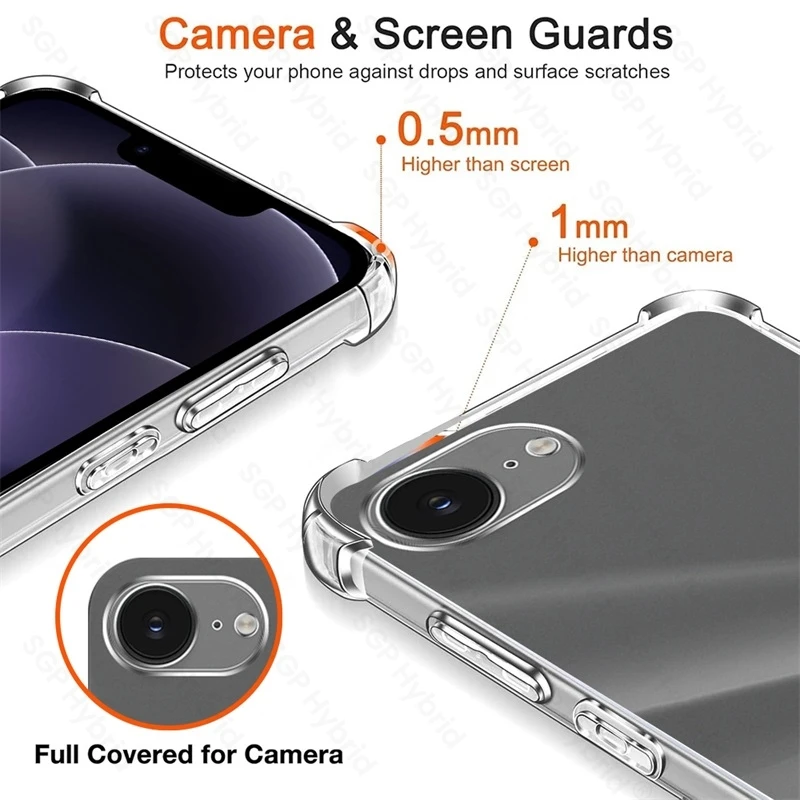 Enhanced Clear Silicone Shockproof Back Cover with Airbag Protection