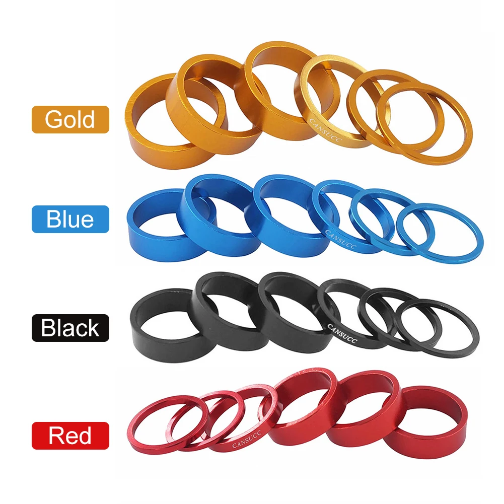 6pcs CANSUCC MTB Bicycle Headset Front Fork Washers Spacers Gasket 28.6mm Mountain Bicycle Stem Handlebar Spacers Ring Gasket