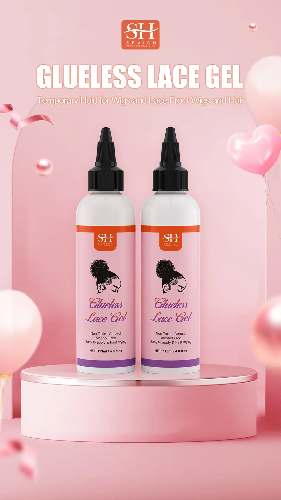 Description Picture 2 of itemLiquid Lace Glue Glueless Lace Gel Temporary Hold Clear Wig Adhesive Invisible Hair Glue For Wigs Hair Systems Styling Baby Hair