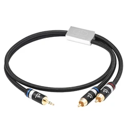 Premium Audio Y Splitter Cable - 3.5mm to Dual RCA Male Adapter - 0.75m (3.5 to 2RCA Cable)