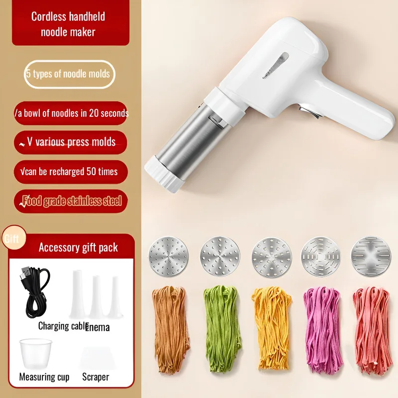 Electric Cordless Noodle Maker 5Shapes Portable Noodle Press Rolling Machine Home Appliances Handheld Breakfast Smart Maker 1