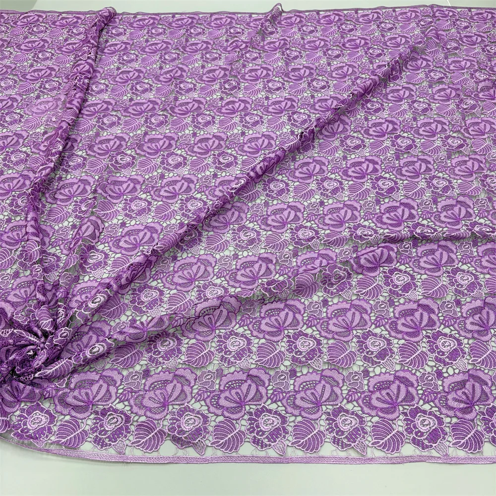 Nigerianischer Spitzenstoff 2026, hochwertige Spitze, wasserlöslich, bestickt, modischer weicher Spitzenstoff, 5 Yards – Detail 10