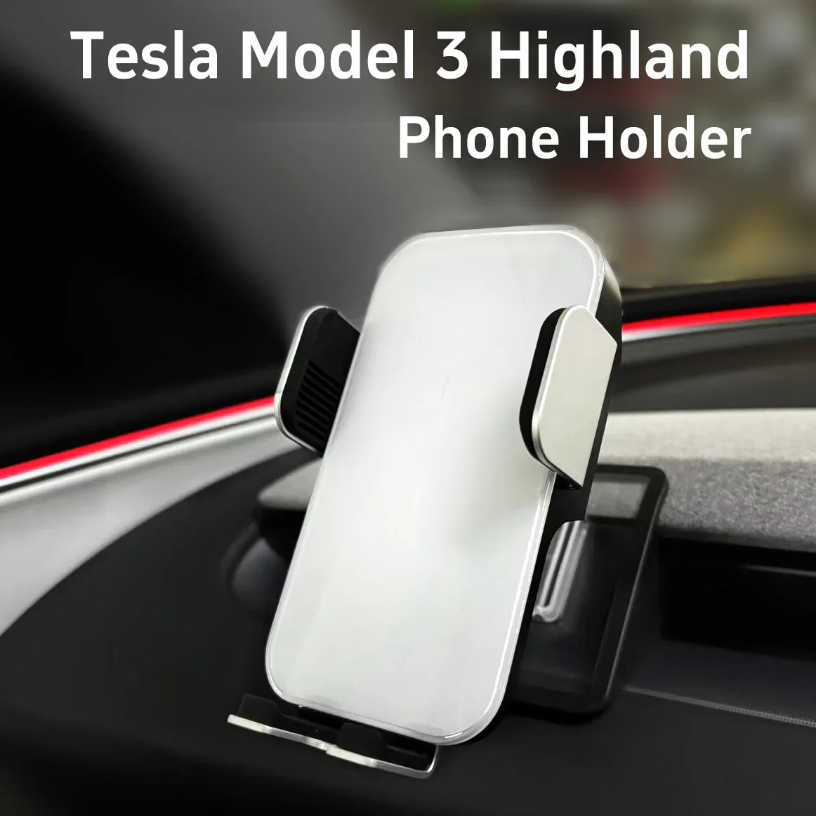 Tesla Phone Holder Model 3 Highland Phone holder  Upgrade Solar Auto-Clamping Phone Mount, Tesla Accessories Fit All Phones tesla model 3 model y phone mount holder for magsafe car mount tesla accessories adjustable tesla accessories fits ail phones