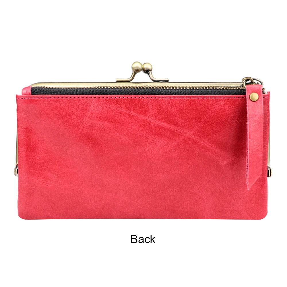 Royal Bagger Retro Long Wallet leather wallet coin purse women wallet coin purse wallet women purse women coin purse for Women Genuine Cow Leather Clutch Coin Purse Large Capacity Card Holder with Kiss Lock 1497