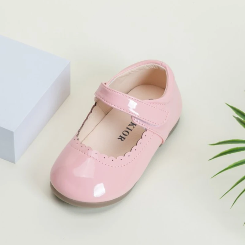 Girls Leather Ballet Flat Shoes for Wedding Party