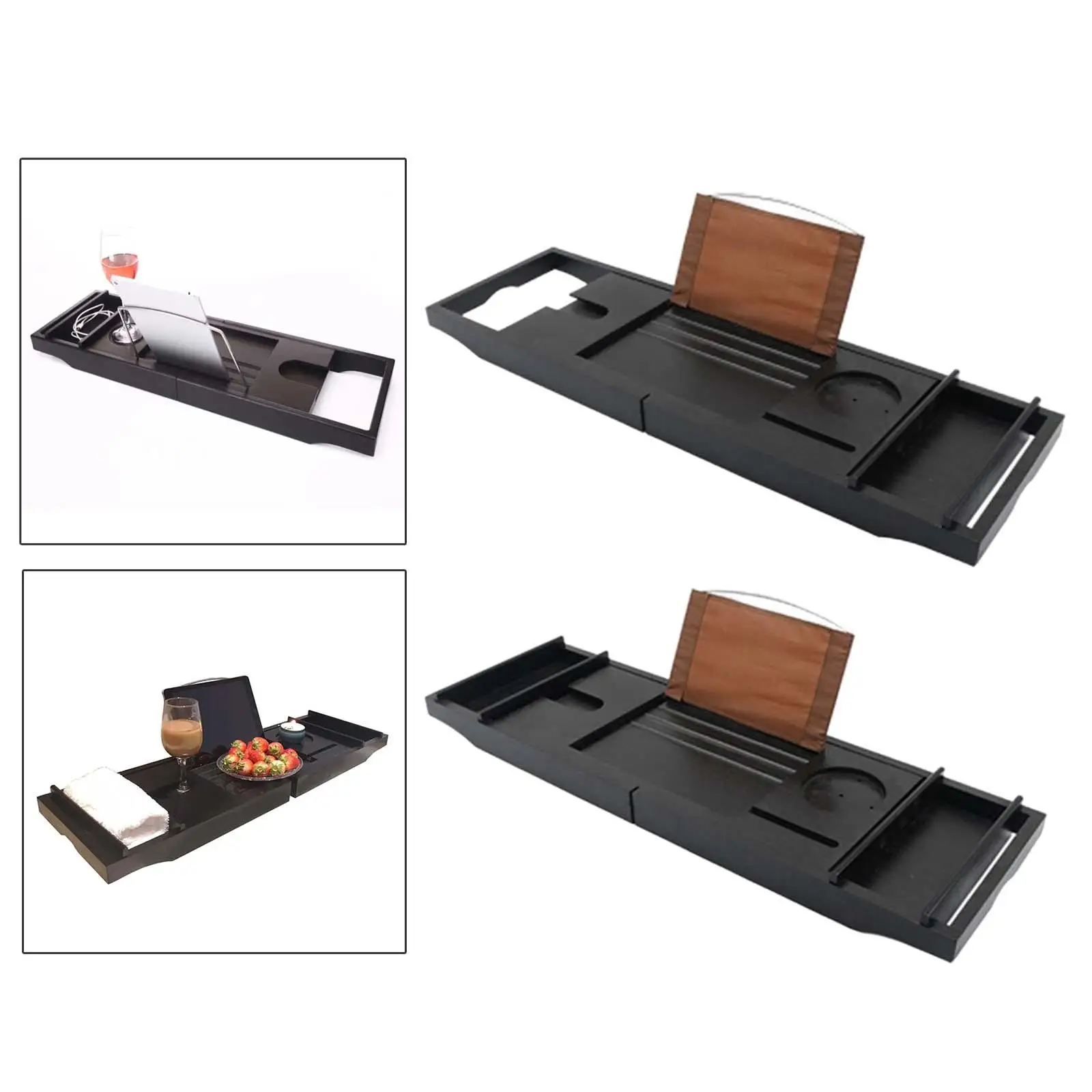 Bamboo Bathtub Caddy Tray Adjustable Bathroom Caddy SPA Organizer Tray Holds