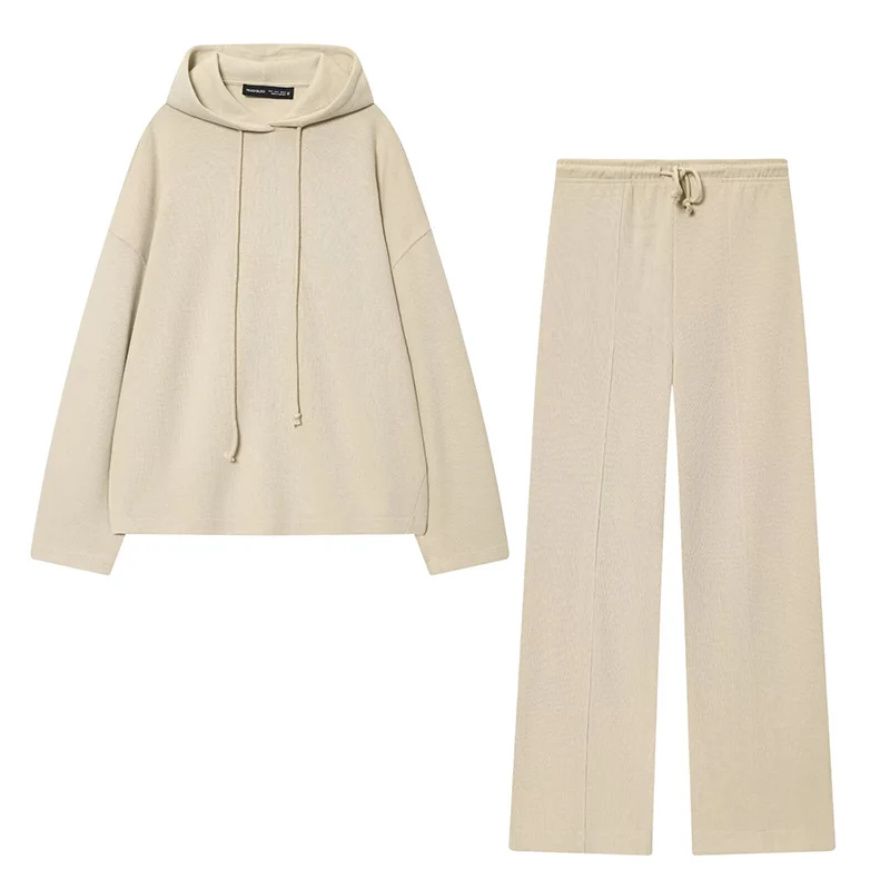 Casual Wide Leg Pants 2 Pieces Sets For Women Long Sleeve Hooded Sweatshirt Trousers Women's Suit New Spring Autumn Woman Outfit