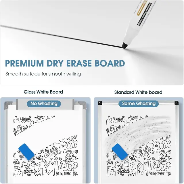Double Sided Easel Whiteboard with Stand 36x24, Height Adjustable Dry Erase Board Flip Chart, Portable for Office Classroom