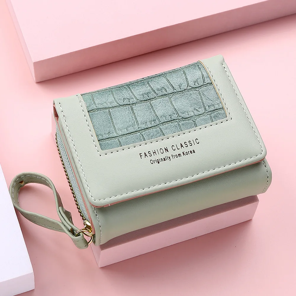 Fashion Square Plaid Women's Short Wallet Large Capacity Multi-card Zipper Bags for Women 2022 Trendy Texture 3 Fold Coin Purse | Багаж и