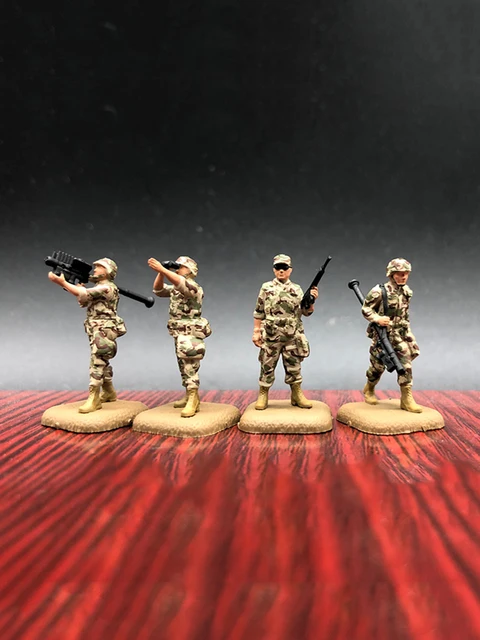 4pcs 1:72 Scale Modern US 4 Soldiers Figure Finished Model Toy DIY Scene Doll Ornament 3
