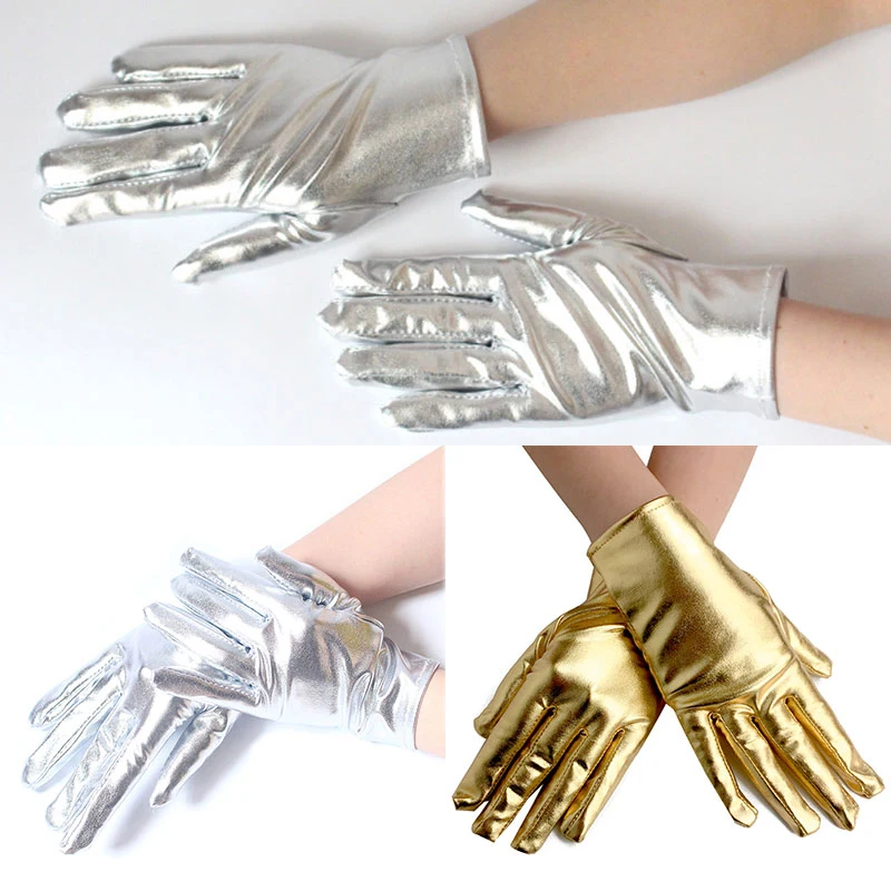 Etiquette Gloves Leather Gloves Gold Silver Fake Leather