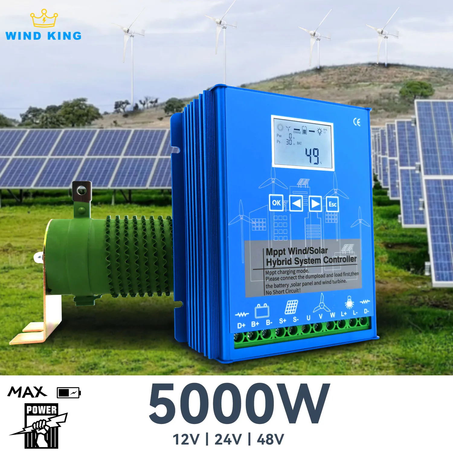 WindKing MPPT Hybrid Charge Controller Max input 5000W Wind & Solar