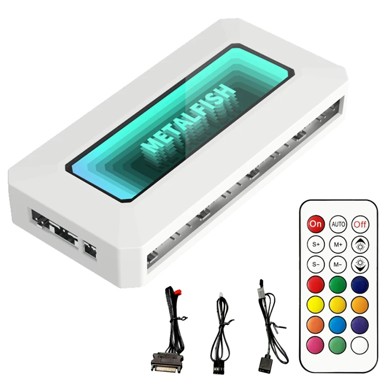 Metalfish-argb Fan Hub Splitter com Led Light Strip Controle Remoto Pwm para Refrigeração do Computador Sync Cpu Radiator 5v 3pin - Imagem 4
