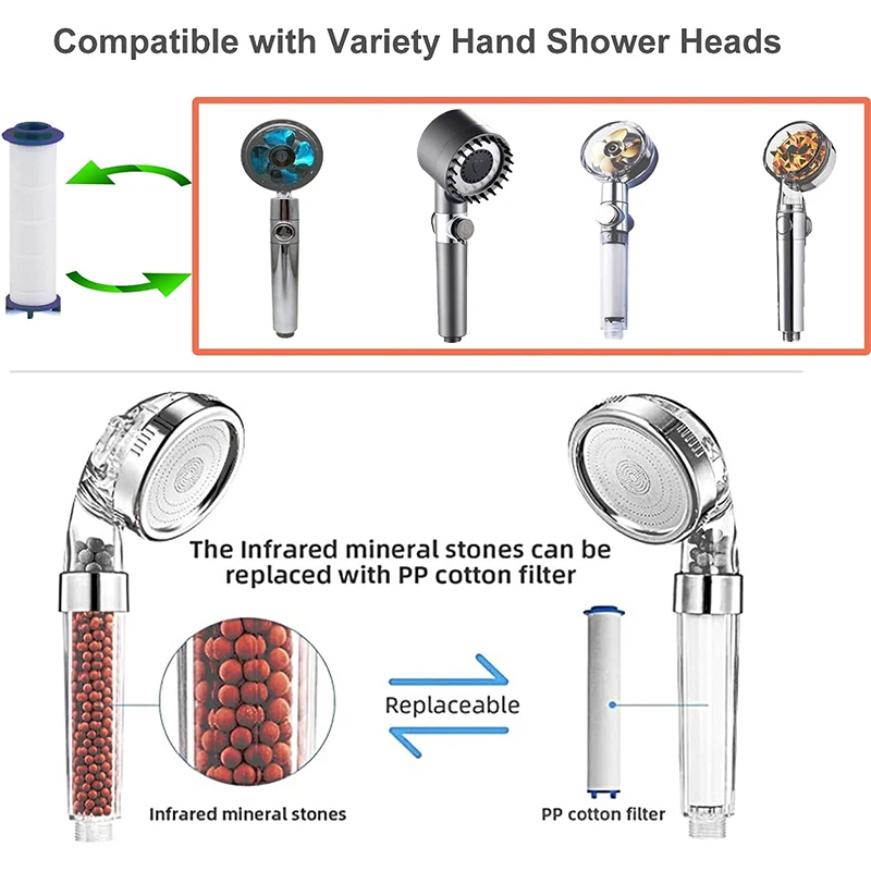 1-50Pcs Shower Head Filter Replacement for Shower Water Cleaning Reduces Chemicals Chlorine Blocks Restores PH Balance 2