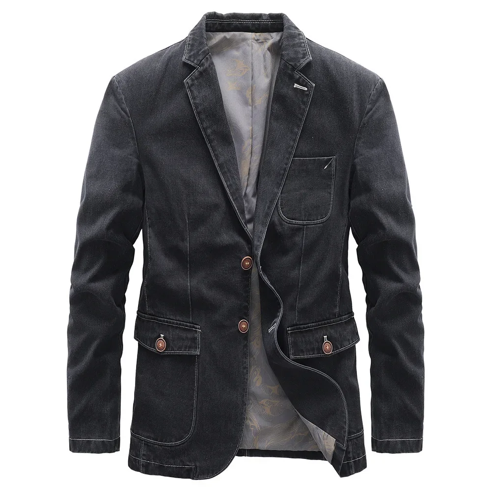 Men's Autumn Fashion Denim blazer men denim suit jacket Business Casual Youth