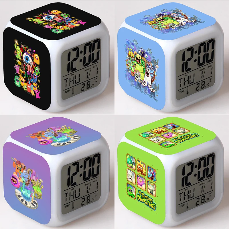 

My Singing Monsters Alarm Clock Anime Cartoon Game Bedroom LED Glowing Alarm Clock Digital Night Lights Toys Christmas Gift