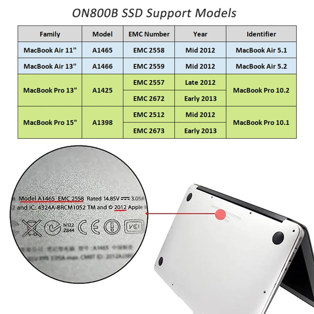 Oscoo-macbook Pro Ssd Macbook Air A1465 A1466 A1398 A1425 Disco Rígido Capacidade de Atualização 256gb 512gb 1tb 2012 - Imagem 6
