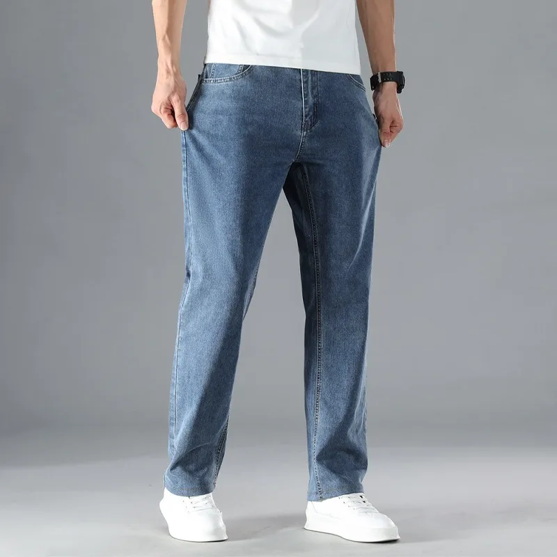 Extra Large 56,54 Oversize Jeans Big Size Men Trouser Plus Size Pants Men Loose Straight Spring Autumn Thin Elastic Father Pants 4