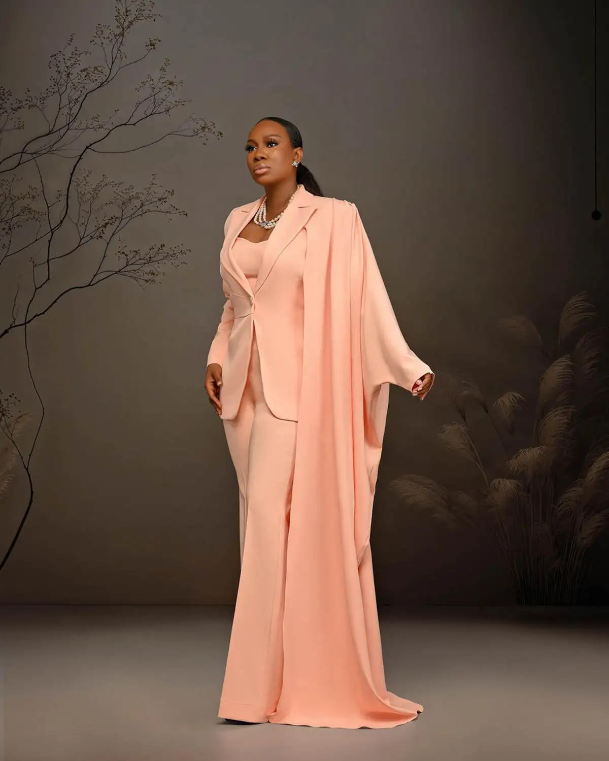 One Button Women Jacket Outfits 2 Pieces Elegant Full Sleeve Blazer Wide Legs Pants Made Party Dresses
