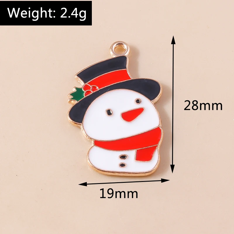 20 Stück Mix süße Emaille Weihnachten Schneemann Charms Anhänger für Schmuckherstellung Neujahr Ohrringe Halsketten DIY Handwerk Zubehör – Detail 23