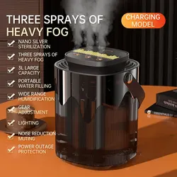 Large Capacity 3000ML Aroma Diffuser Humidifier with Night Light and Triple Spray Ports (Black)