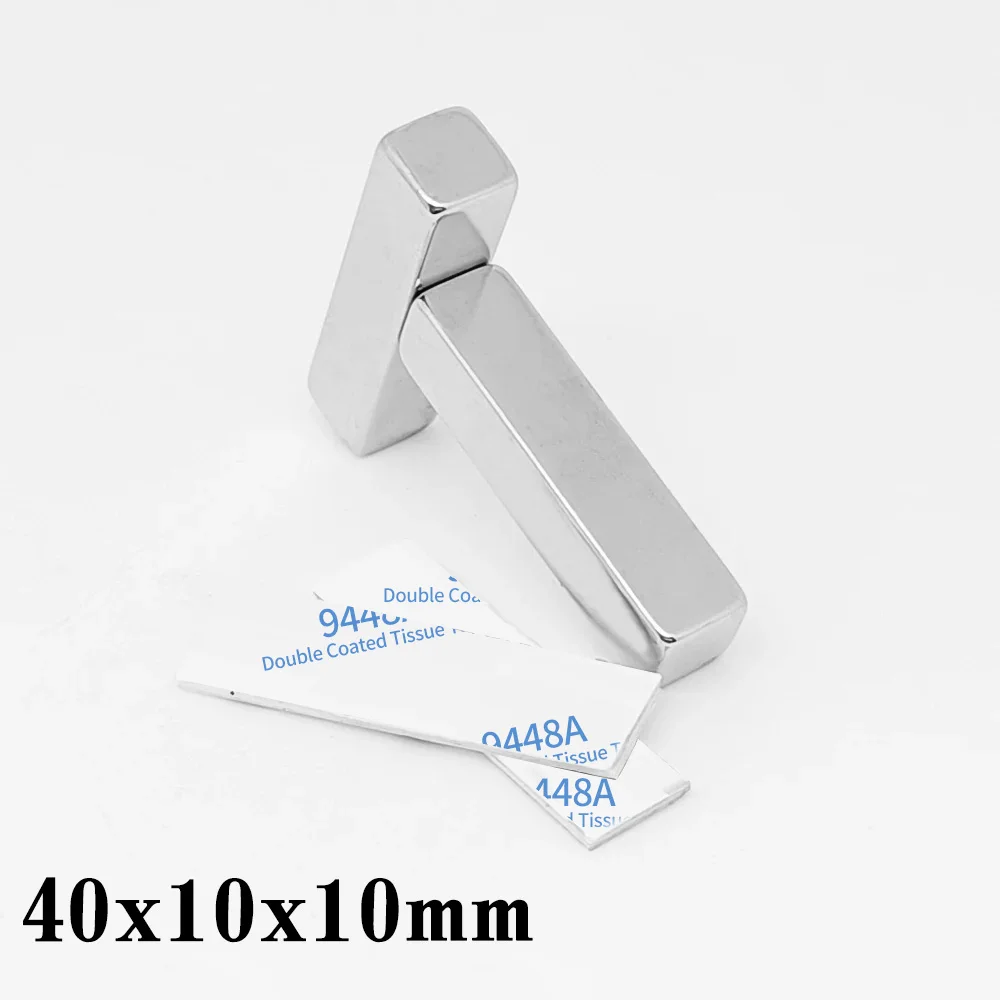 두꺼운 블록 초강력 자석, 3M 테이프 포함, 희토류 네오디뮴 자석, 40x10x10mm, 40x10x10mm