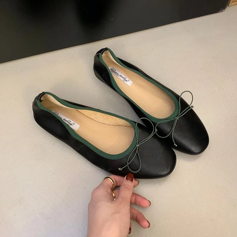 Neu im Jahr 2026: Damen-Slipper, flache Schuhe für Frauen, weiche Ballerinas, modische Schuhe mit Schmetterlingsknoten und runder Zehenpartie. – Detail 19