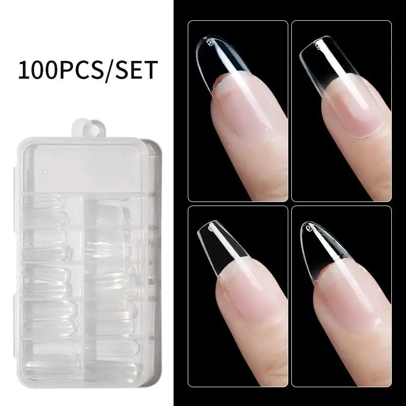 Description Picture 4 of item100pcs Acrylic Nails Fake Capsule Short Almond Coffin Square Artificial Nail Extension Soft Gel Tips Accessories Tools