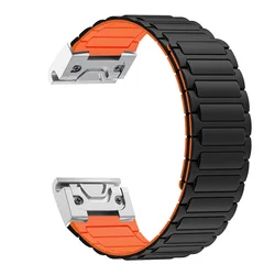 26mm Magnetic Silicone Smartwatch Strap - Loop Bracelet - 26mm (Black orange - S)
