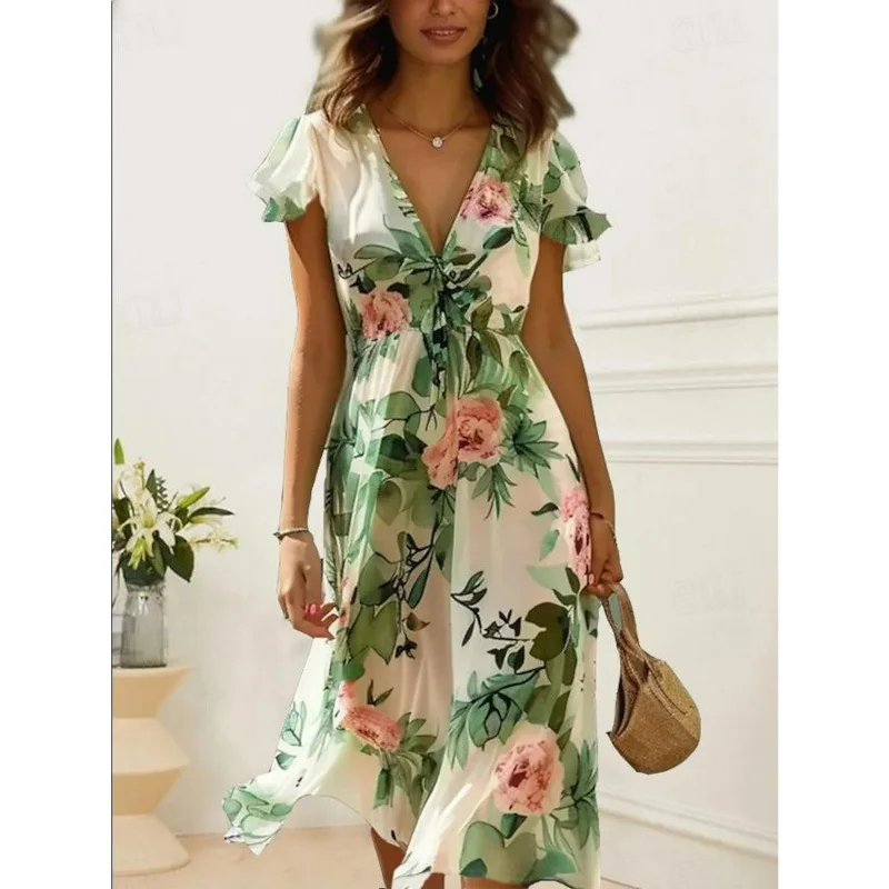 VILA dam klänning VISAIL - Nantucket Breeze FLOWER EMBROIDERY