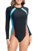 2024 Long Sleeve Surfing Swimsuit Women With Zipper Bodysuit Swimwear Female Bathers Bathing Swimming Swim Suit Beachwear 2