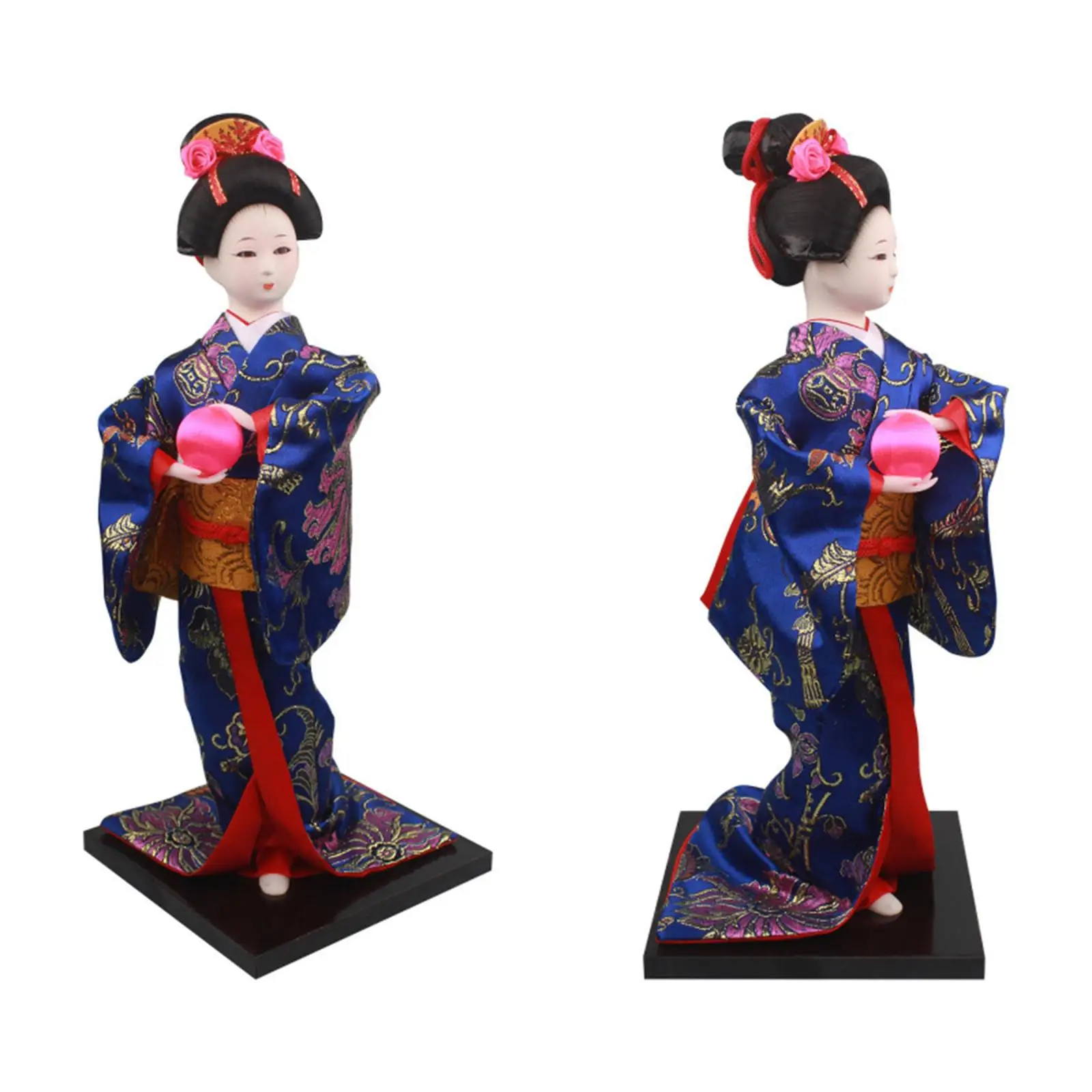 Ethnic Japanese Geisha Girl Statue Miniature Figurine Free Standing Kimono Doll Asian Geisha Doll for Home Office Decoration