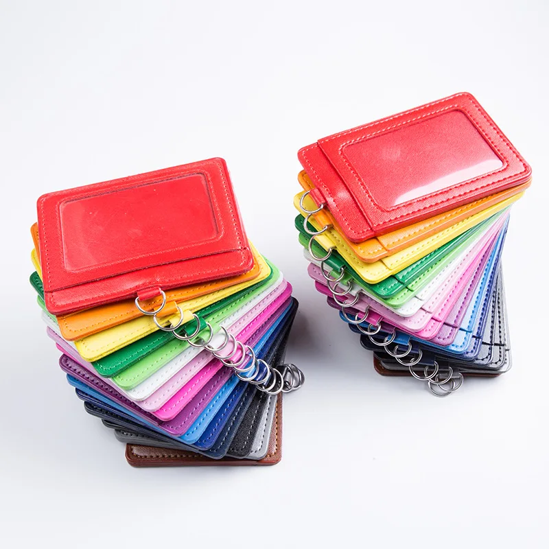 Pu Leather Badges Holder Strap Retractable Lanyard Horizontal Office Work Tag Credentials Pass ID Students Credit Card Protector retractable badge reel badge holder retractable id tag retractable id lanyard
