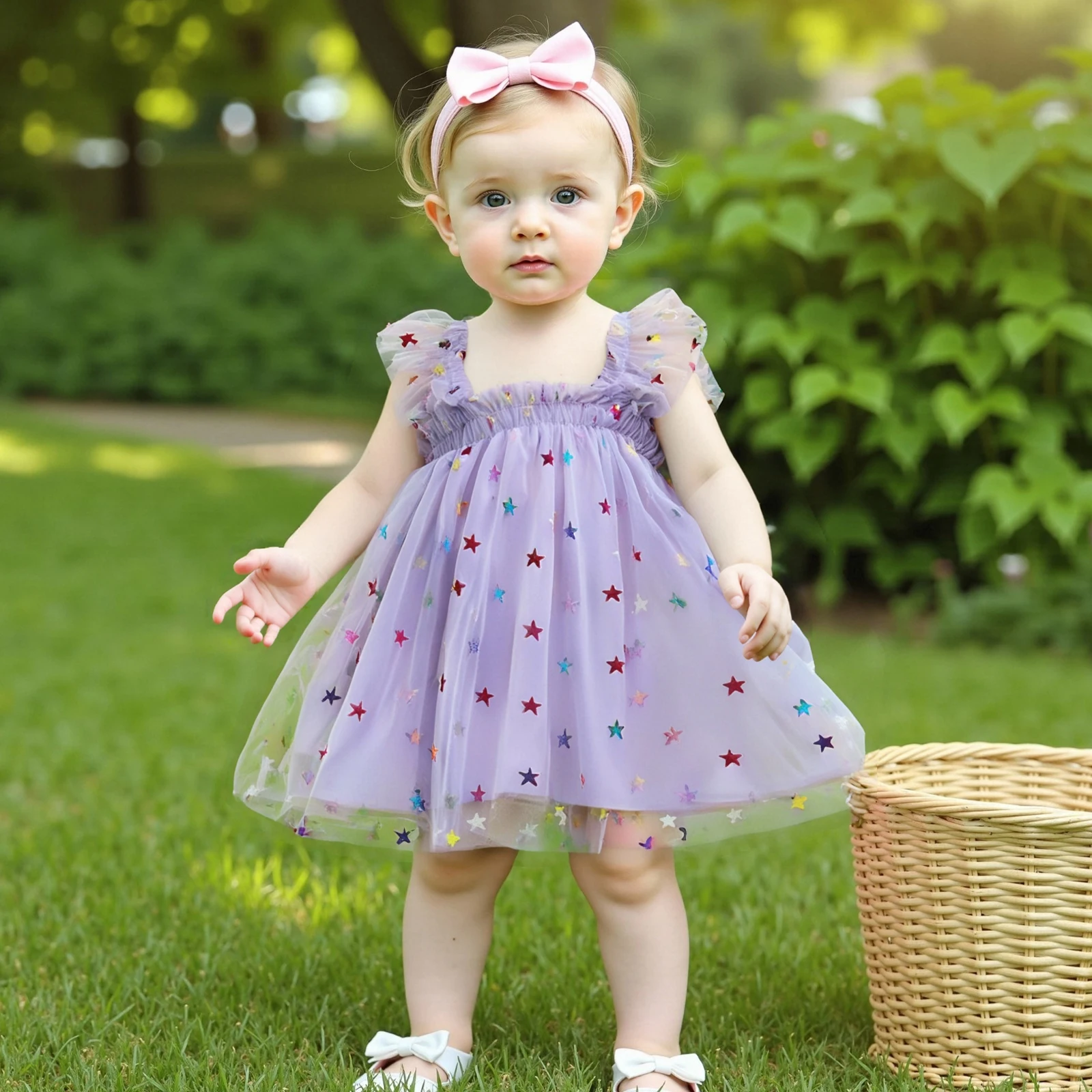 MISOWMNJOY Summer Chiffon Baby Girl Tulle Dresses Princess Glitter Flower Print Fly Sleeve Square Neck Kids Sundress Clothes girls dress princess costume kids clothes