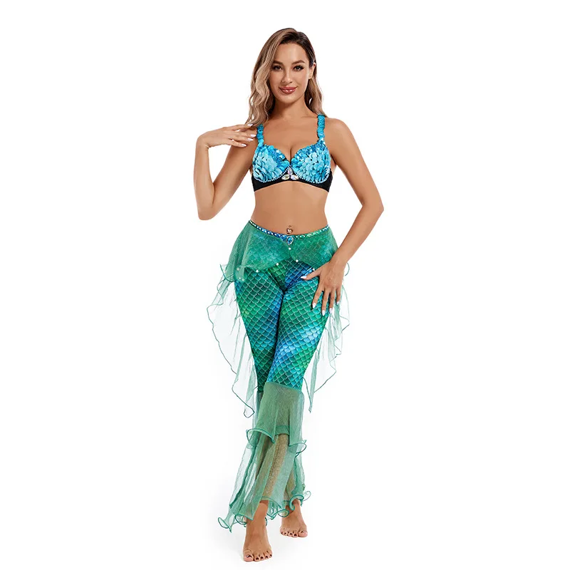 

1set/lot woman belly dancing mermaid costumes lady indian dancing halloween performance costumes