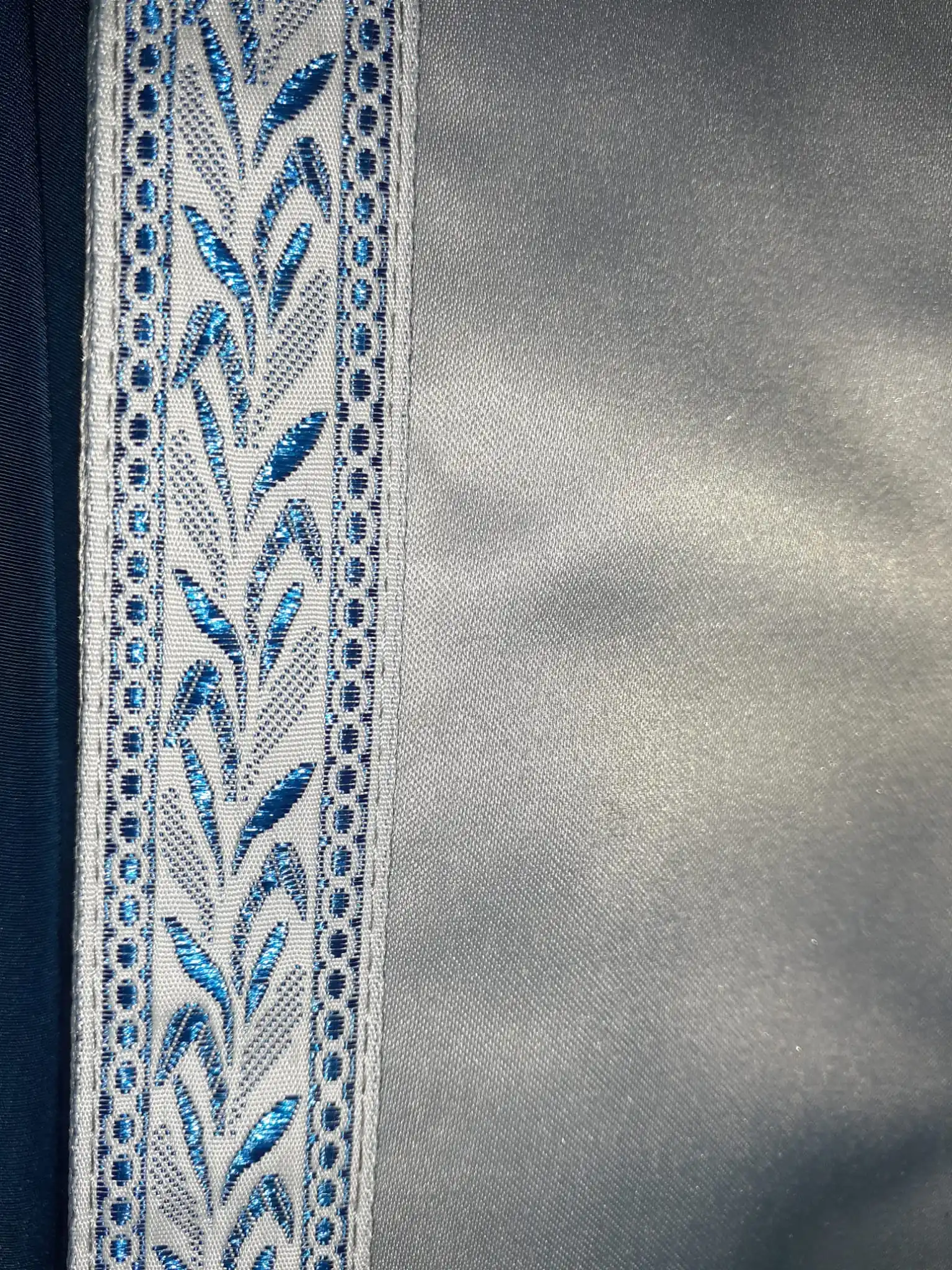2.5cm 25mm 1' Beautiful Blue Grass Filigree Light Gray Background Costume Lace Beding Laciness National Jacquard Ribbon Webbing