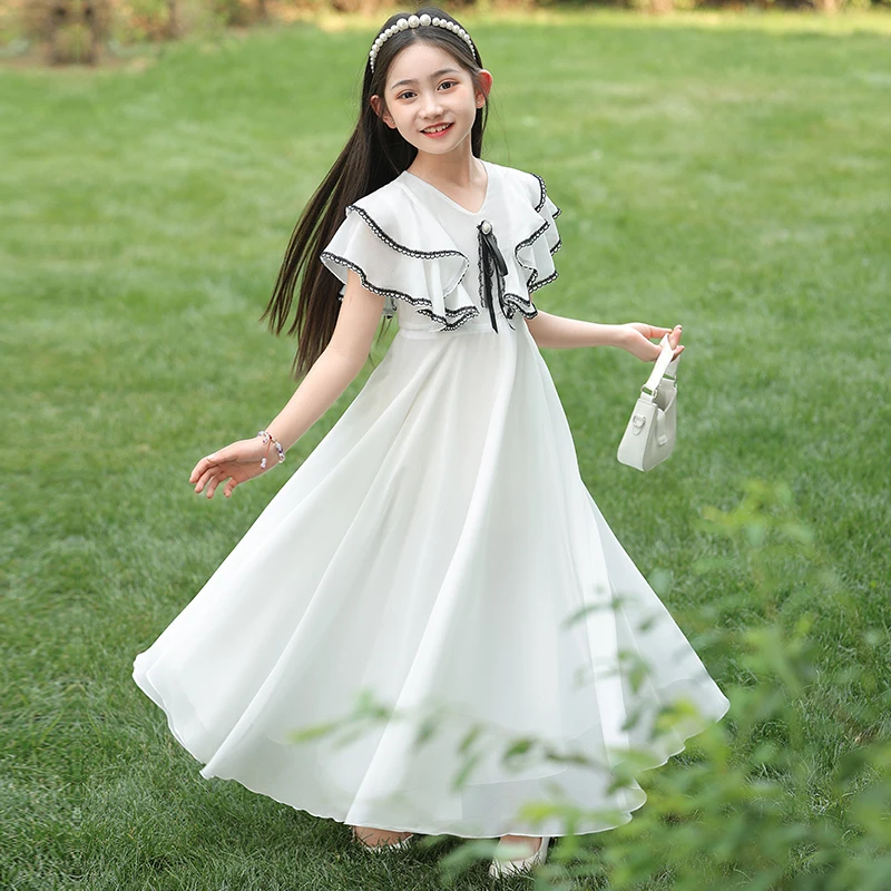 فستان بناتي شيفون جديد، فستان الأميرة على طراز العطلة، فستان حفلات للفتيات