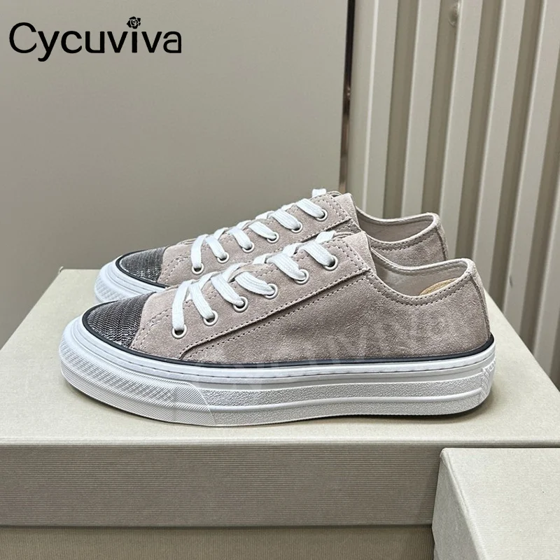 

Spring Canve Women's Flat Casual Shoes Thick Sole Platform Sneakers Casual Loafers Lace Up High Top Shoes For Women